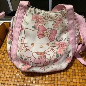 Hello Kitty Rare Manufatto Made in Japan Pink Cloth Bag